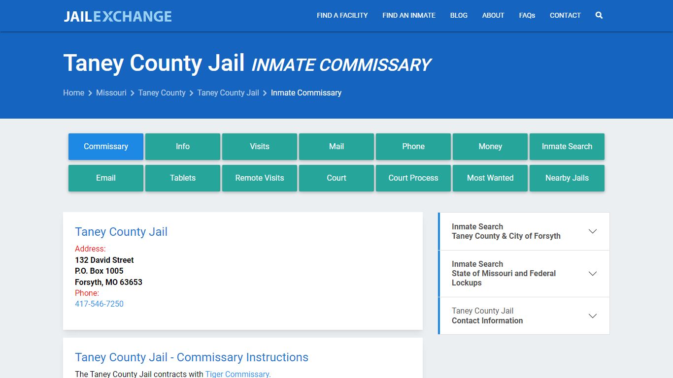 Inmate Commissary, Care Packs - Taney County Jail, MO